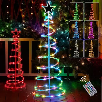1,8 М RGB Меняющиеся спиральные огни Рождественской елки Рождественская Елка Топпер Звездная Гирлянда Свет Наружный Спиральный Декор Елки