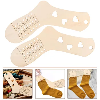 1 пара деревянных фиксаторов для носков для вязания Регулируемая модель носка Носочки для вязания крючком для начинающих вязальщиц с полым сердечком