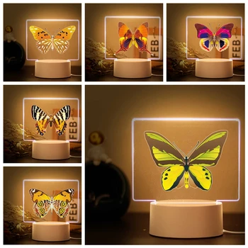 1 шт. 3D светодиодный ночник с красивым рисунком бабочки для украшения дома