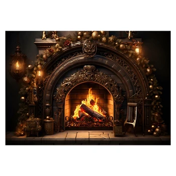 1 шт. Рождественская Фоновая Ткань для украшения вечеринки с Пламенем камина 210 см X 150 см