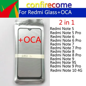10 шт. \лот Сенсорное Стекло Для Xiaomi Redmi Note 5 6 7 8 9 Pro 9s 10 4G ЖК-Экран Внешняя Линза С Ламинированным OCA