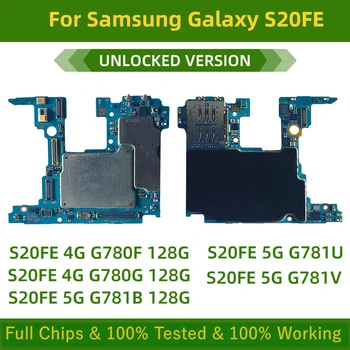 100% Полностью Протестирован Для Samsung Galaxy S20 FE 4G G780F Материнская Плата Разблокирована S20FE 5G G781U G781B Логическая Плата с Полными Чипами