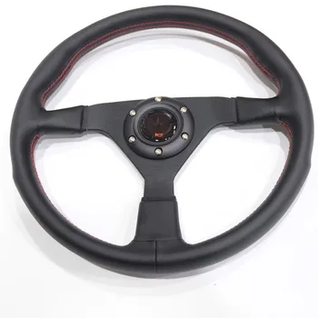 14-дюймовое 350-мм гоночное плоское рулевое колесо с автоматической универсальной кожаной имитацией рулевого колеса для гоночных игр