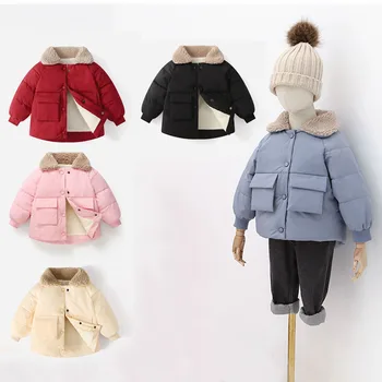 2022 Новые осенне-зимние Детские парки для малышей, теплые куртки с длинными рукавами для мальчиков, милые пальто для девочек от 2 до 6 лет