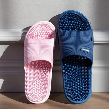 2023 Новые женские массажные тапочки для ног, удобные домашние мягкие мужские тапочки с горкой, Противоскользящая обувь для здоровья в ванной, пара