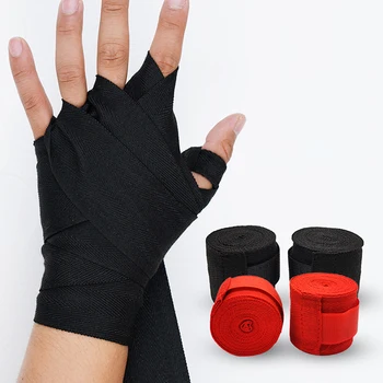 2шт 2,5 М Хлопчатобумажная боксерская повязка для рук, обертывания для защиты рук в боксе, кикбоксинге, Муай-Тай, Тренировочный ремешок для рук, поддержка запястья
