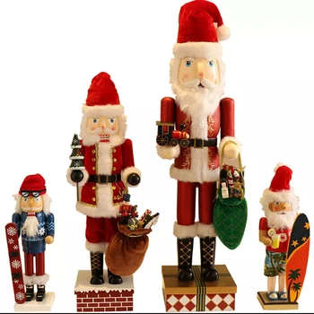 40 см Скандинавские деревянные фигурки солдата-щелкунчика Санта-Клауса, украшения для винных шкафов, украшения для дома, подарок на день рождения и Рождество
