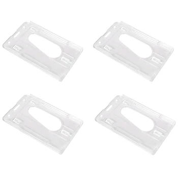 4X Вертикальный жесткий пластиковый держатель для бейджа Double Card ID Multi прозрачный 10x6 см