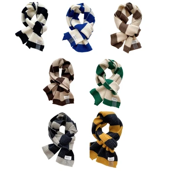 50JB Полосатый шарф-грелка с длинной шеей для женщин, шейные платки, шарфовые накидки