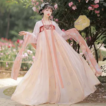 Hanfu summer улучшенная старинная юбка fairy qi высотой до груди, женское китайское платье с традиционным китайским элементом в стиле ретро