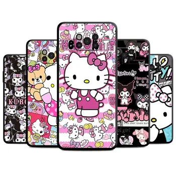 Kuromi Japan Hello Cats Милый Чехол Для Телефона Xiaomi Mi Poco X5Pro F4 X3 NFC M4 C51 M3 F5 K60 C55 C40 Роскошные Силиконовые Чехлы Черный
