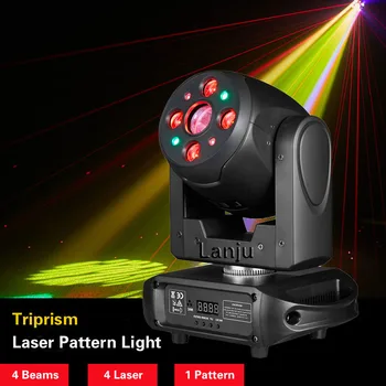 LED 3в1 RGBW Движущиеся Головные Фонари Triprism Лазерный Узор Световой Стробоскоп Вращающийся DMX DJ Дискотека Рождественская Вечеринка Свадебный Сценический Эффект