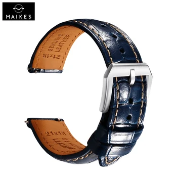 Maikes Роскошный Быстроразъемный Кожаный Ремешок Для Часов 20мм 22мм Аксессуары Ремешки Для Часов Braceletes Для Breitling Omega Blue Watch Band