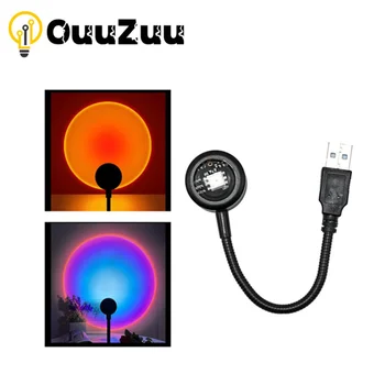 OuuZuu USB Sunset Lamp LED Rainbow Neon Night Light Проектор Фотография Настенное Атмосферное Освещение Для украшения спальни