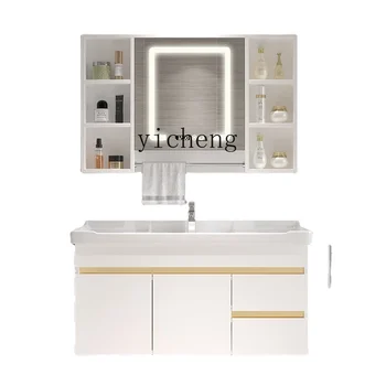 XL Комбинированный шкаф для ванной комнаты из массива дерева, умный зеркальный шкаф для ванной комнаты, шкаф для мытья рук, умывальник