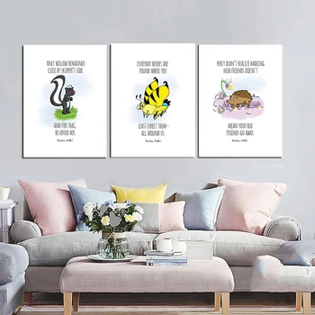 Вдохновляющий плакат с цитатами и принтом Пчелы, Ежа, животного, настенное изображение, детская книга, мультфильм, холст, живопись, домашний декор