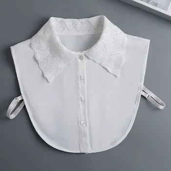 Винтажная рубашка с отворотом, искусственный воротник для женщин, съемные блузки, топы, Белая женская рубашка-свитер с накладным воротником, Съемные воротники