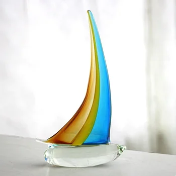 Высококачественная современная Цветная глазурь парусное судно Украшение домашнего рабочего стола креативное искусственное выдувное стекло парусные свадебные подарки