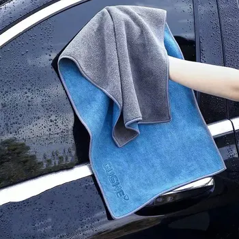 Высококачественное полотенце для мытья автомобиля из микрофибры, Мягкая ткань для сушки Автомобильных полотенец, двухслойная плюшевая, утолщающая влагопоглощающую автомобильную тряпку