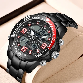 Деловые Цифровые мужские часы бренда LIGE FOXBOX, роскошные спортивные кварцевые наручные часы для мужчин, военные водонепроницаемые люминесцентные мужские часы