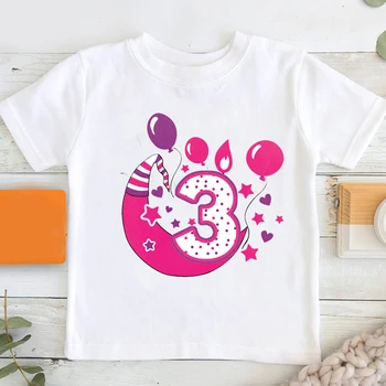 Детский день рождения № 2-7, футболка с рисунком для мальчиков и девочек, подарок на день рождения, Детская одежда для детей 2-9 лет, летняя одежда для детей