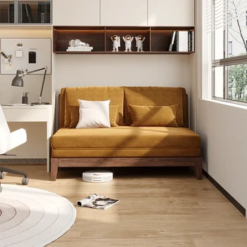 Диван-кровать из массива дерева в скандинавском итальянском стиле, многофункциональная небольшая квартира для гостиной, кабинета, складная, выдвижная, невидимая