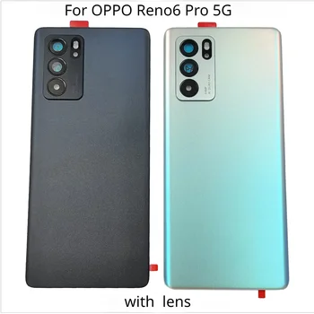 Для OPPO Reno6 Pro 5G Стеклянная Крышка Батарейного Отсека Reno 6 Pro Задняя Дверь Задняя Панель Корпуса Чехол + Клей Для Объектива Камеры