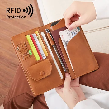 Женская длинная сумка для паспорта RFID Корейская версия Вместительный мобильный кошелек Многофункциональная дорожная сумка для переноски держатель удостоверения личности роскошь