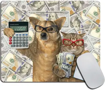 Забавный Игровой Коврик Для Мыши с Рисунком Собаки и Кошки, Нескользящий Резиновый Коврик Для Мыши, Водонепроницаемый Коврик для Мыши для Офисного Ноутбука 9,5X7,9 дюймов