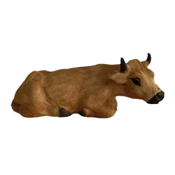 Имитационная модель животного, реалистичная коллекция фигурок крупного рогатого скота, Украшение для Новогодней вечеринки, Домашний декор, Детская игрушка, реквизит для фотосъемки