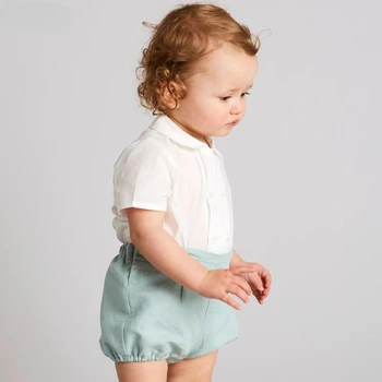 Испанский Летний комплект одежды для мальчиков 2023 года, одежда для мальчиков, хлопчатобумажная рубашка для малышей, шорты, брючный костюм, детский наряд для вечеринки по случаю Дня рождения
