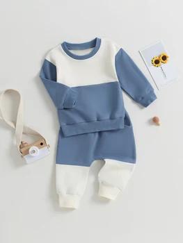 Комплект одежды из 2 предметов для маленькой девочки, уютный вязаный свитер и леггинсы с цветочным рисунком для детского зимнего ансамбля