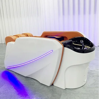 Кресло для мытья головы с шампунем Парикмахерская Массаж с циркуляцией воды Роскошное кресло для мытья волос Эргономика Мебель для мытья головы MQ50XF