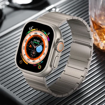 Магнитный ремешок из нержавеющей стали для Apple Watch Ultra 2 49 мм 45 мм 44 42 мм 38 40 41 мм Спортивный ремешок для iWatch серии 9 8 7 6 5 4 se
