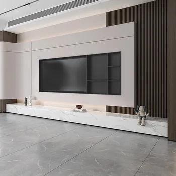 Мебель для гостиной итальянский минимализм напольный шкаф из светлой каменной плиты для телевизора современный напольный шкаф из массива дерева с выдвижными ящиками