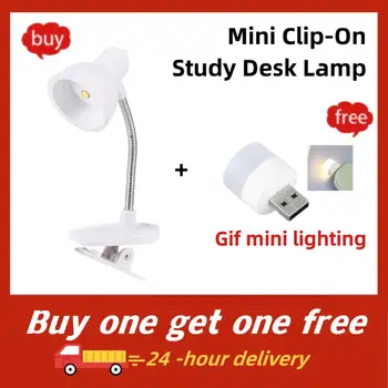 Мини-настольная лампа для учебы, работающая на батарейках, Гибкая прикроватная тумбочка, осветительные лампы, светодиодный мини-светильник для чтения книг