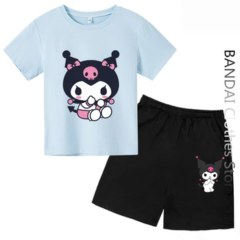 Модная детская футболка с милым рисунком Куроми, летние футболки Kawaii, свободные женские топы с коротким рукавом Y2k, рубашки для мальчиков и девочек
