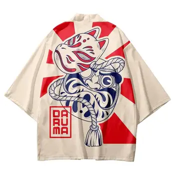Модная уличная одежда с принтом Яйца Дхарма, Традиционное кимоно, повседневный мужской Женский кардиган, рубашки для косплея, Harajuku, Японский Самурай Хаори