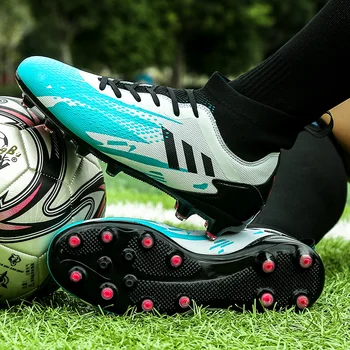 Мужские футбольные бутсы TF / FG с высокими щиколотками, детские футбольные бутсы, мужские уличные нескользящие травяные разноцветные кроссовки для тренировок