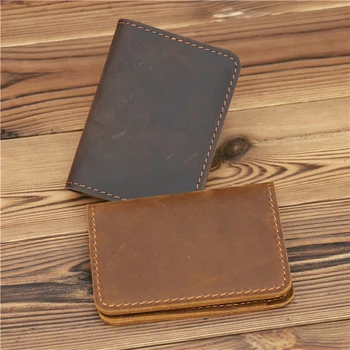 Мужской кошелек-визитница, кожаный минималистичный маленький тонкий кошелек, тонкий мини-кошелек для кредитных карт, банковских удостоверений личности, бумажник