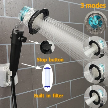 Новый дизайн пропеллерной насадки для душа в ванной комнате Экономия воды под высоким давлением С регулируемой кнопкой Встроенный фильтр Ручная насадка для душа