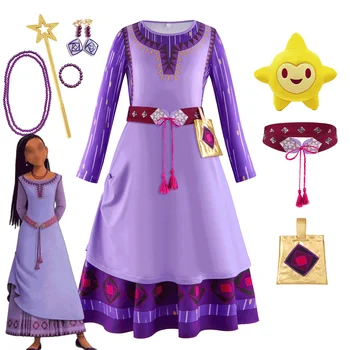 Новый костюм принцессы из фильма Одежда для девочек Asha Wish Косплей Платье для вечеринки в честь Дня рождения Хэллоуин Asha Косплей Фестиваль малышей Vestido