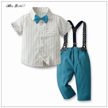 Одежда для маленьких мальчиков, костюм для джентльменов, Мода, День рождения, Свадьба, Красивые Оптовые детские наряды, футболка + брюки, костюм для малышей, Новый год
