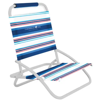 Одноместное Складное Пляжное кресло Caribbean Joe в Синюю/Красную полоску