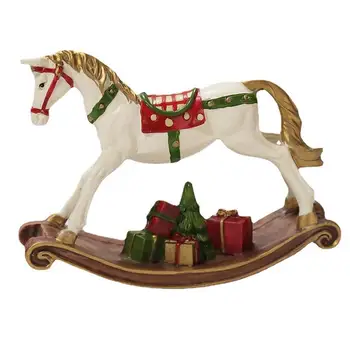 Рождественские украшения в виде лошадки-качалки, окрашенная в цвет смолы Фигурка Лошади-качалки, Настольные украшения, Рождественские подарки