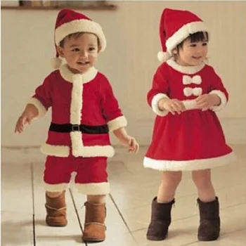Рождественский детский костюм Санта-Клауса для косплея, одежда для маленьких мальчиков и девочек с рукавами 3/4, детское платье для малышей, детская одежда на 1-8 лет