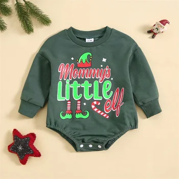 Рождественский наряд для новорожденных мальчиков и девочек, толстовка, комбинезон с длинным рукавом, Санта-Клаус, одежда для младенцев