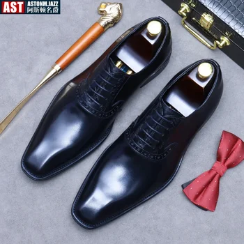 Роскошный бренд Италия Кожаная обувь Мужская Официальная обувь Модельная обувь Оксфорд Деловой дизайн Оксфордская обувь для мужской обуви