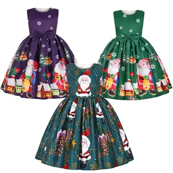 Свадебное зеленое платье-пачка с цветочным узором для девочек, Рождественская одежда для косплея на Хэллоуин, Элегантный праздничный костюм принцессы для вечеринки по случаю Дня рождения