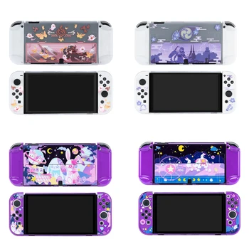 Симпатичный Прозрачный Фиолетовый Жесткий Чехол Crystal Shell Full Protector Для Nintendo Switch Oled Joy-Con Controller Защитный Кожный Чехол